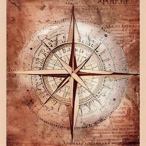 Vintage compass digital background paper / junk journal / scrapbooking / cardmaking / navigation / wind rose / map / globe / mercator image 5