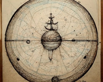 Vintage nautical navigation/astronomy digital background paper / junk journal / scrapbooking / cardmaking / maps /  charts / maritime