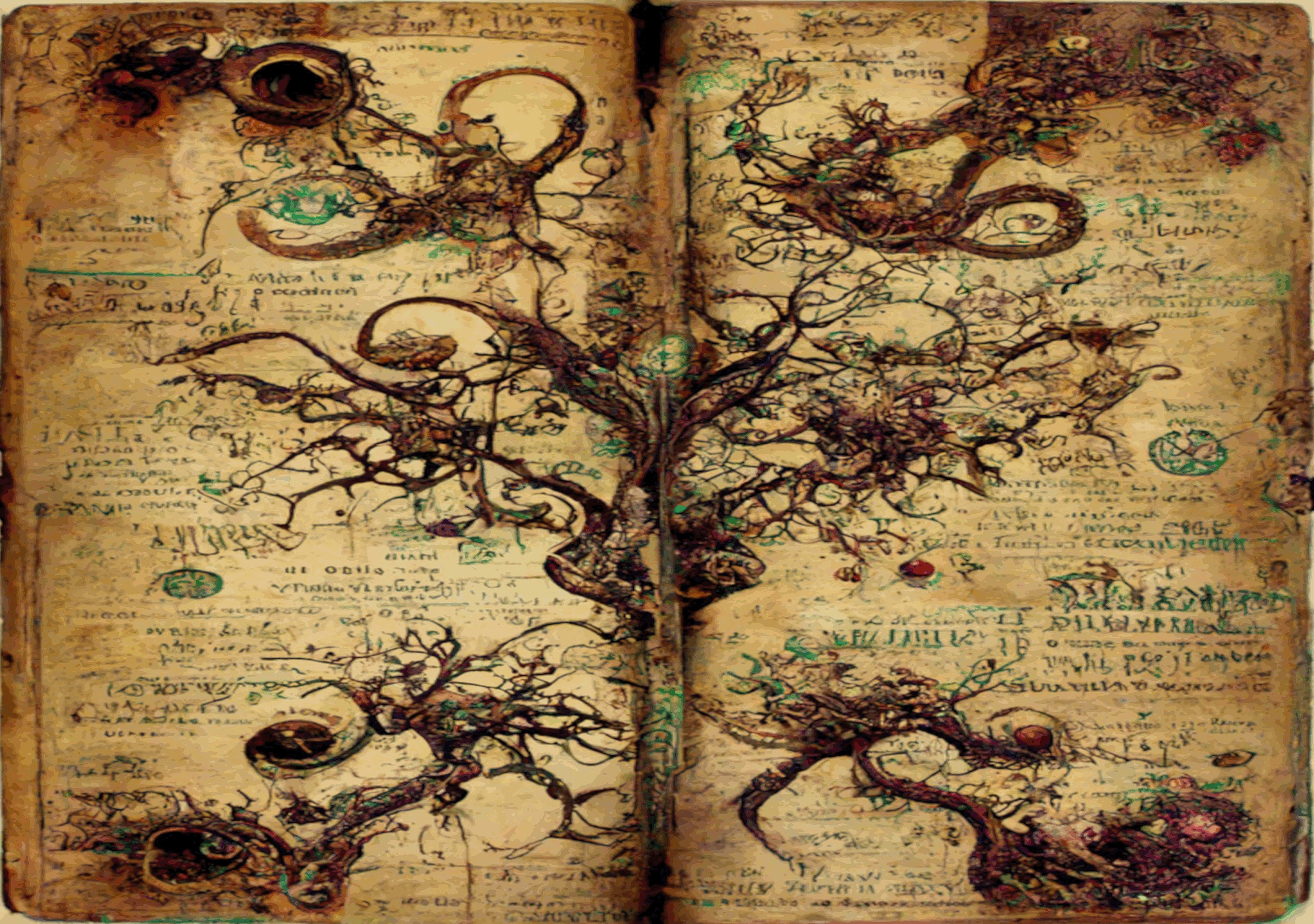 Vintage Black Ink Grimoire/spell Paper Bound Book Look Digital Background  Paper / Junk Journal / Scrapbooking / Witch / Wicca / Dark Arts 