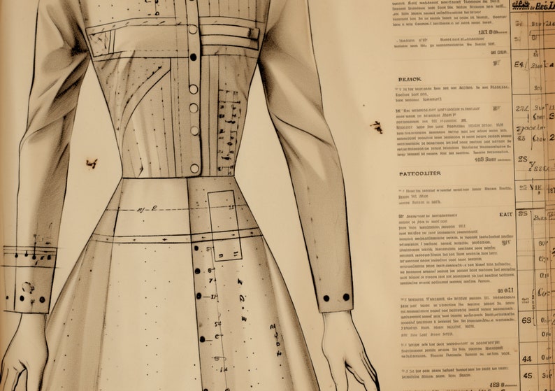 A4 Vintage Sewing Printable Digital Background Paper / Junk Journal ...