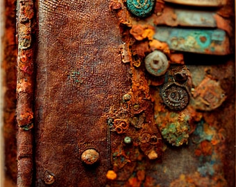 Steampunk inspired rusty textured digital background paper / prints / posters / scrapbooking / junk journal / apocalyptic scenery /