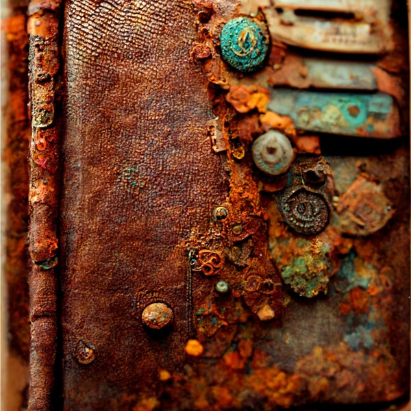 Steampunk inspired rusty textured digital background paper / prints / posters / scrapbooking / junk journal / apocalyptic scenery /