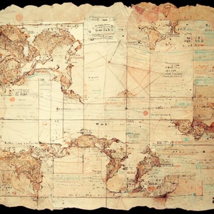 Vintage Seekarten Papier - Vintage Papier / Papier Papier / Junk Journal / Scrapbooking / Kartenherstellung / maritim