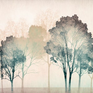 Watercolour/Sponged trees/forest digital background papers / junk journal / scrapbooking / cardmaking / vintage / earthy colours / pastel