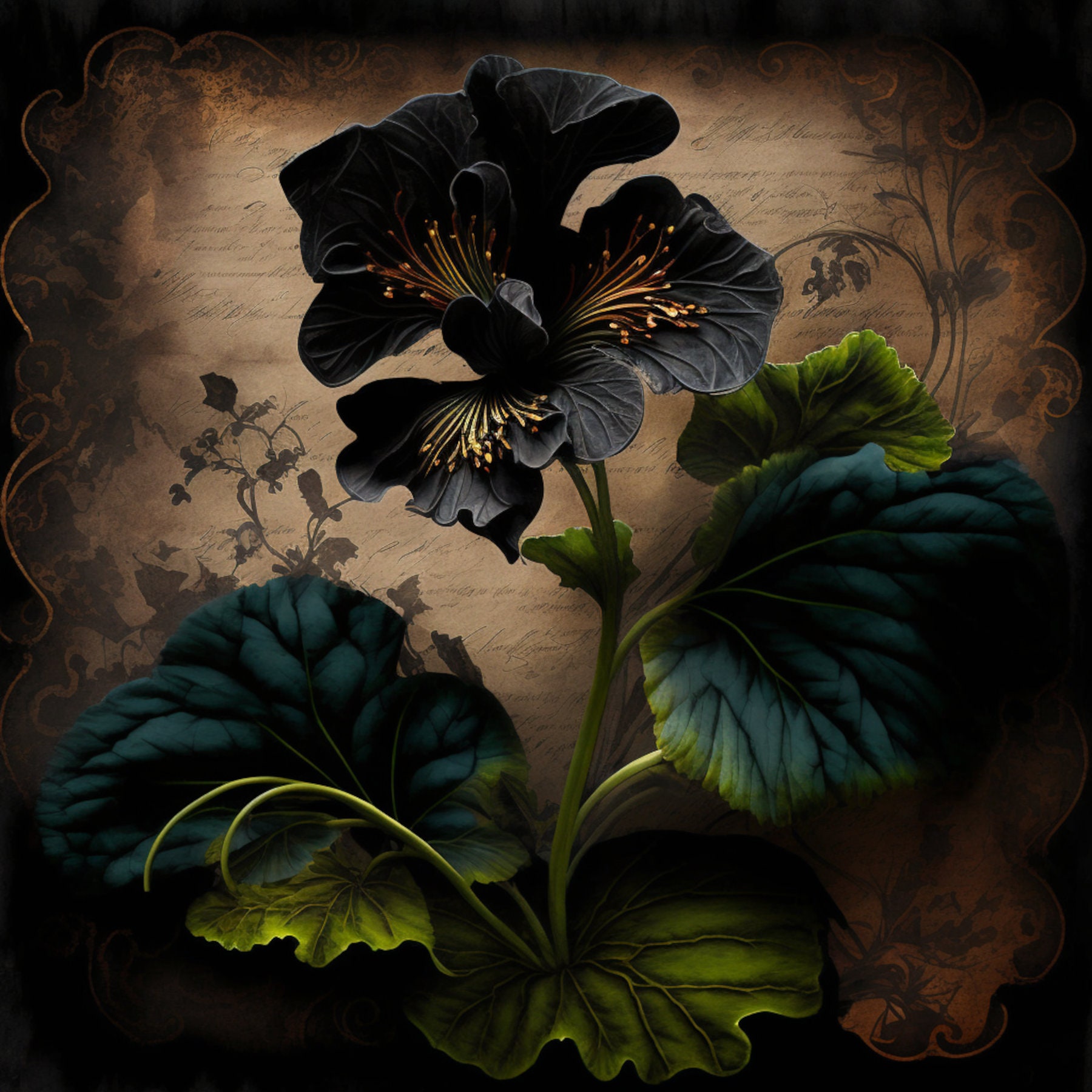 BOOTLEG CD 花柄アートワーク Gothic Flowers Digital Background Paper / Junk Journal