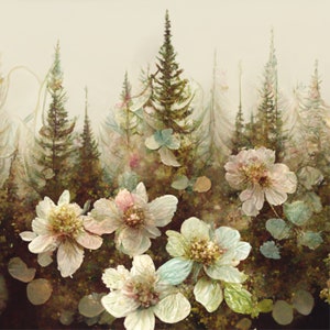 Vintage Forest inspired digital background paper (misty and pink themed) / junk journal /scrapbooking / card making / romantic / fairy