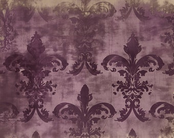 Vintage Fleur de Lis (purple) digital background paper / junk journal / scrapbooking / cardmaking / Gothic / French / dark / A4