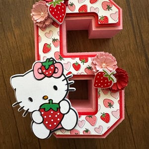 Pink Strawberry Kitty 3D Letters