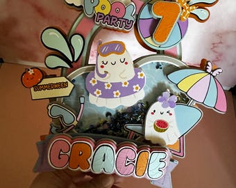 Ghostly SummerWeen Pool Party Shaker Cake Topper