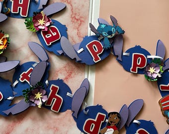 Blue Alien Happy Birthday Banner