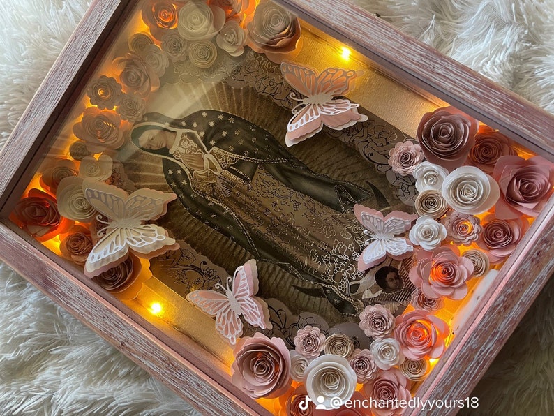 Virgin Mary Fairy Light Shadow Box Etsy