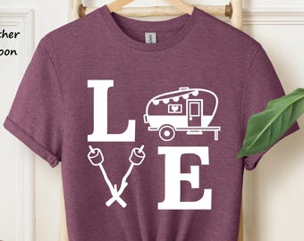 Love camping Shirt, Camping Shirt, Camping Heart Shirt, Cute Hiking Shirt, Adventure Shirt, Camper Shirt, Gift for Her #372