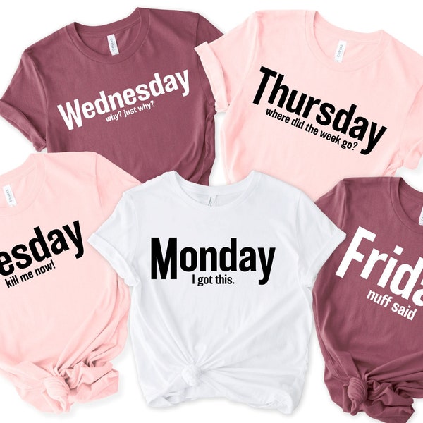 the report of the week merch Days of the Week Shirt, Motivational Shirt, Sarcastic Shirts, Monday to Friday Shirts, Matching Shirt, Gift for Best Friend, Days Shirt