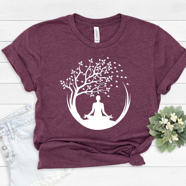 Yoga Tree circle Shirt, Yoga Gift Shirt, Namaste Shirt, Gift for Yogi, Yoga Lover, Meditation Shirt,Yoga Tee, Yoga T Shirt, Women Shirt #109