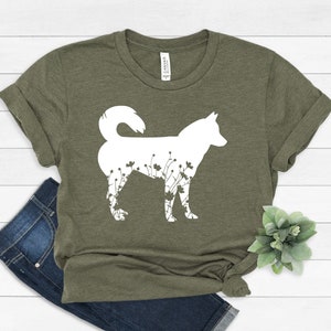 Husky Dog Tshirt, Siberian Husky Shirt, Floral Huskies Tshirt, Dog Mama T-shirt, Husky Tshirt, Womens graphic clothing, Husky Lover #80