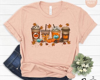 Fall Coffee Pumpkin Shirt, Coffee Latte Shirt, Comfort Colors Halloween Shirt, Fall Shirt,Retro Halloween Shirt,Pumpkin Shirt