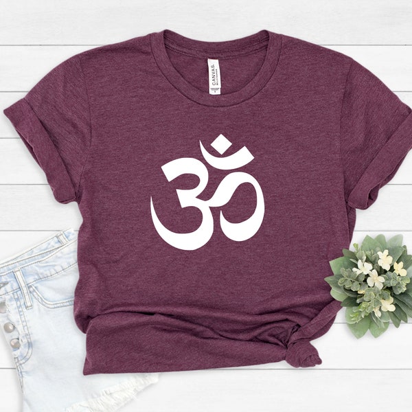 Ohm Devanagari Symbol T-shirt Yoga Meditation Om Sign Tee Hinduism Spiritual Clothing, Yoga lovers tshirt, Yoga tshirt #106