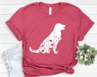 Golden Retriever Floral Shirt, Floral Dog Shirt, Basset Hound Tee, Dog lovers Shirt, Animal Lover Tee, Country Shirt, Basset Hound Gift #217