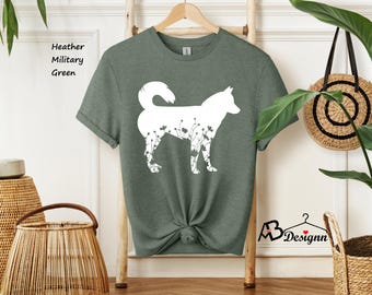 Husky Dog Tshirt, Siberian Husky Shirt, Floral Huskies Tshirt, Dog Mama T-shirt, Husky Tshirt, Womens graphic clothing, Husky Lover #80