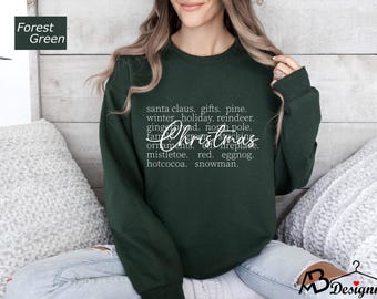 Christmas Words Sweatshirt, Cozy Christmas Sweatshirt, Christmas Crewneck Sweatshirt, Cute Christmas Shirt, Merry Christmas Shirt,Xmas Shirt