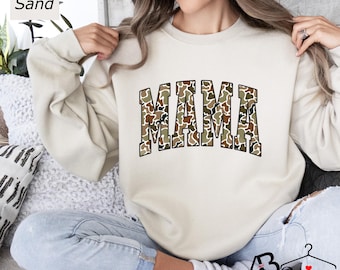 Camo Mama Sweatshirt, Camouflage Mom Hoodie, Gift For Mom, Mama Sweatshirt, Old Camo Mom Sweater, Mothers Day Gift, Duck Camo Mom Sweatshirt