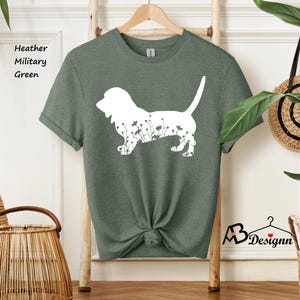 Basset Hound Tshirt, Basset Hound Floral Shirt, Floral Dog Shirt, Basset Hound Tee, Dog lovers Shirt, Animal Lover Tee, Basset Hound Gift