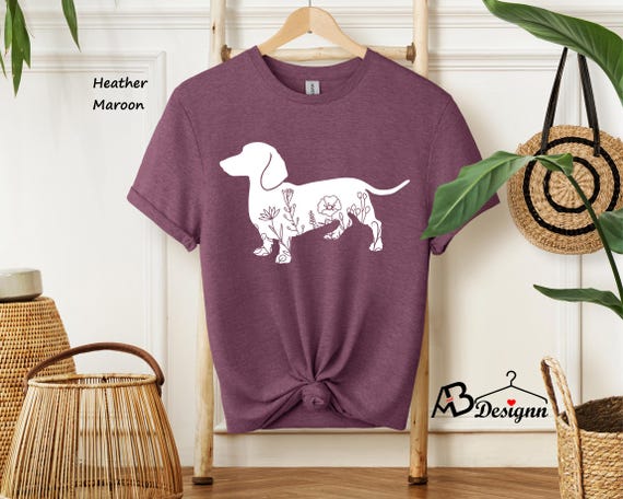 Dachshund Dog Tshirt, Dachshund Wiener Dog Shirt, Floral Dachshund Wiener Dog Shirt, Dog Shirt, Floral Dog Shirt, Gift for Her,