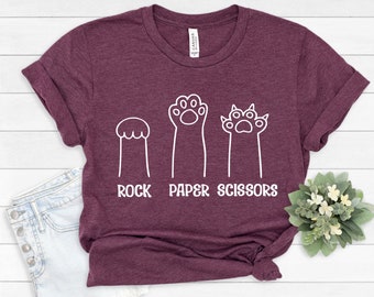 Rock Paper Scissors Shirt, Pet Shirt, Animal Shirt, Kids Shirt, Animal Paw Shirt, Funny Gift Idea, Dog Lover, Game Shirt, Mom Cat Shirt