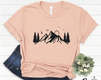 Mountain Shirt, Hiking Shirt, Camping Shirt, Nature Shirt, Workout Shirt, Workout Gift, Outdoor, For Women, For Men, Mountain Range,