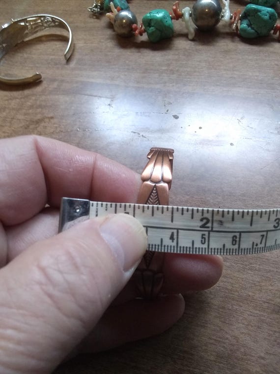 Vintage Solid Copper Cuff Bracelet Signed - image 4