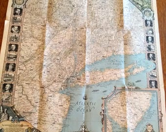 Original 1939 National Geographic "The Reaches of New York City" Fold-Out Map