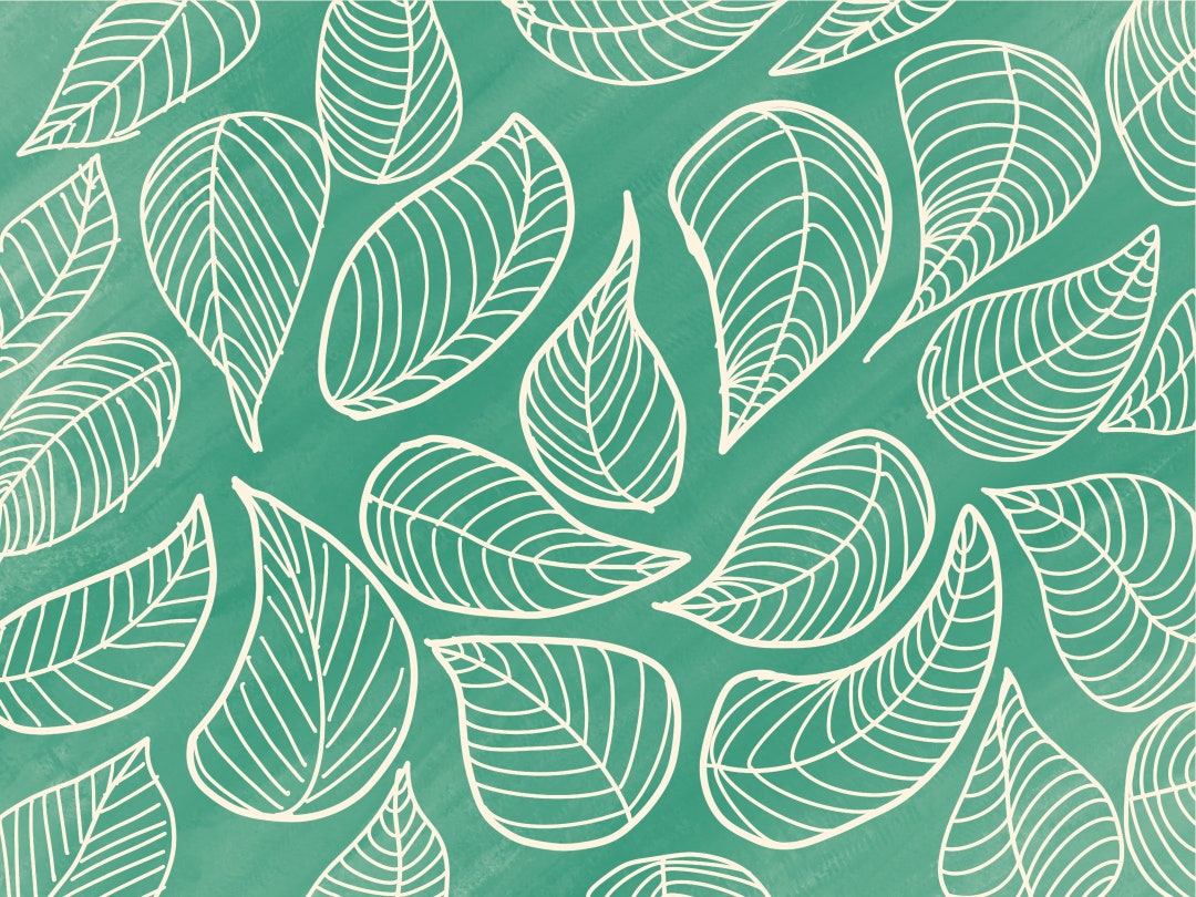 Leaf Print, Wall Art, Hand Drawn, Digital Art, Green Leaf, Natural Art