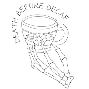Death Before Decaf SVG, Traditional Brew SVG, Svg Cut File, Tattoo Letters Svg, Cut file, SVG Digital Download, Png file