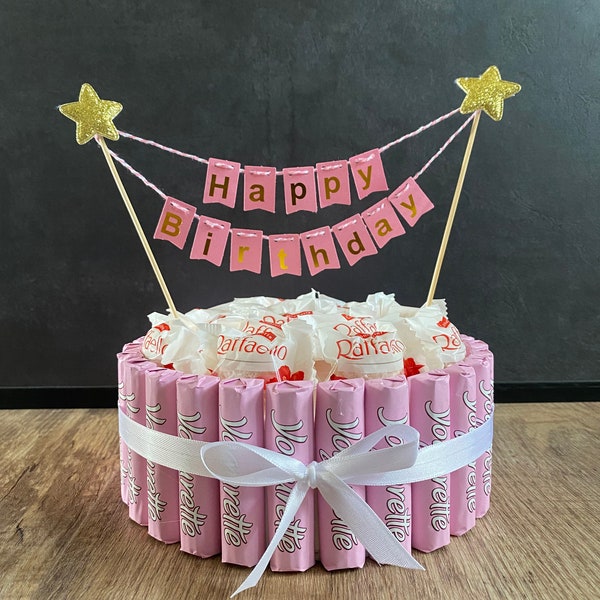 Süßigkeitentorte / Yogurette / Raffaello / Geburtstag / Happy Birthday / Geburtstagstorte / Geburtstagsgeschenk