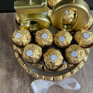 Süßigkeitentorte Geschenktorte Merci Rocher Geburtstag Geburtstagstorte Geburtstagsgeschenk Bild 4