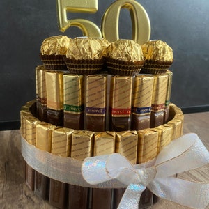 Süßigkeitentorte Geschenktorte Merci Rocher Geburtstag Geburtstagstorte Geburtstagsgeschenk Bild 3