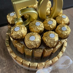 Süßigkeitentorte Geschenktorte Merci Rocher Geburtstag Geburtstagstorte Geburtstagsgeschenk Bild 5