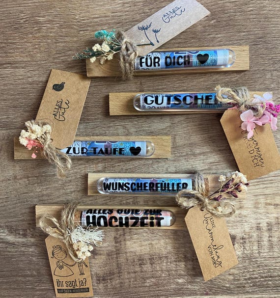 Wunscherfüller Geldgeschenk-Set – Mit Reagenzglas, Karte & Box Für Jeden Anlass