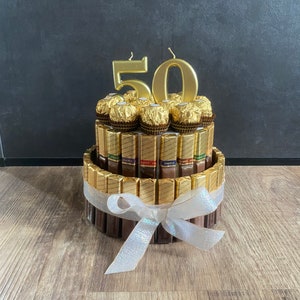 Süßigkeitentorte Geschenktorte Merci Rocher Geburtstag Geburtstagstorte Geburtstagsgeschenk Bild 1