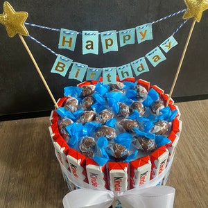 Süßigkeitentorte / Kinderschokolade / Schokobons / Geburtstag / Happy Birthday / Geburtstagstorte / Geburtstagsgeschenk Bild 6