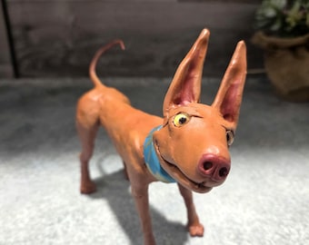 Pharaoh Hound dog figurine handmade from polymer clay