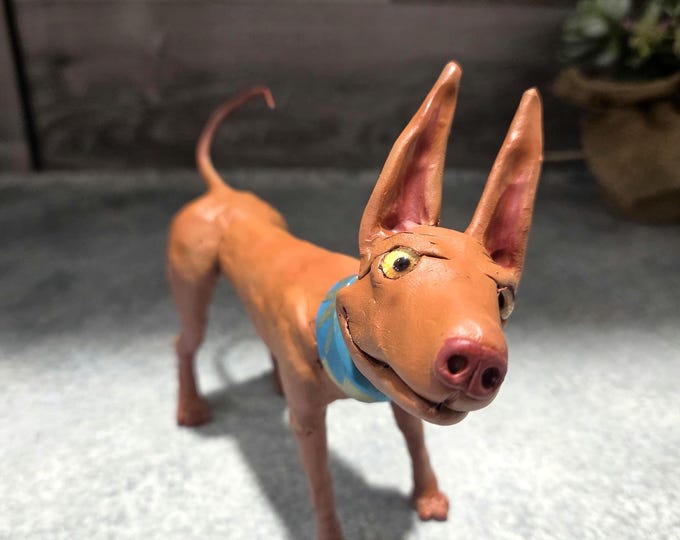 Pharaoh Hound dog figurine handmade from polymer clay
