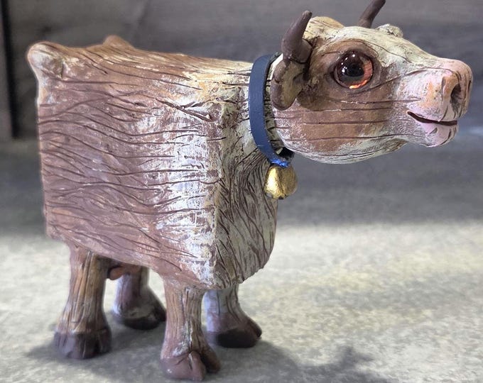 Cube Cow Handmade Funny Cow Figurine