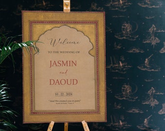 Muslim Wedding Welcome Sign, Vintage Welcome Sign, Nikkah Welcome Sign, Islamic Baraat Welcome Sign, Mughal Theme, Vintage Theme, Digital