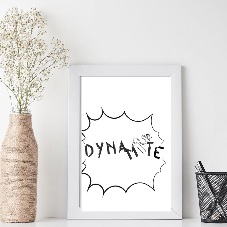 Dynamite Word Art Print One Word Wall Art Printable Wall Etsy