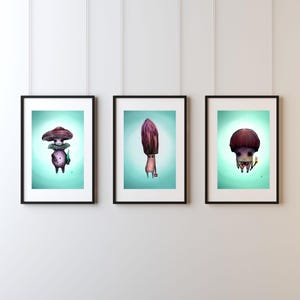 Hongo Guardián Espiritual – Arte mural imprimible inspirado en la naturaleza / Ilustración caprichosa de un bosque (archivo digital)