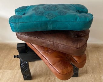 Customized order Leather Pouf, genuine leather cushion, Replacement cushions, benches decor, Camel saddle footstool, color Leather, Seat