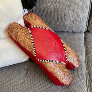 Saddle Stool, Leather Footrest, Engraved ottoman, Bohemian cushion for foot rest chair, Gift for parents, bench chair, Footstool, boho style