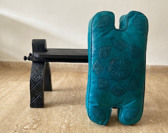 Moroccan Camel Saddle Stool, Leather Cushion Ottoman, Piano Chair