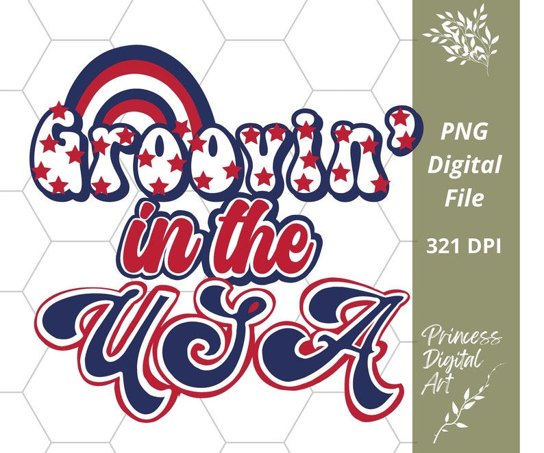 Commercial Use Groovin' in the USA PNG Digital File Instant Download